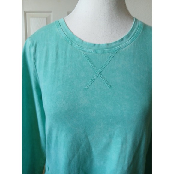 LOGO by Lori Goldstein‎ Lounge Sun Faded Cotton Sweatshirt  Green Size XS - Picture 7 of 16